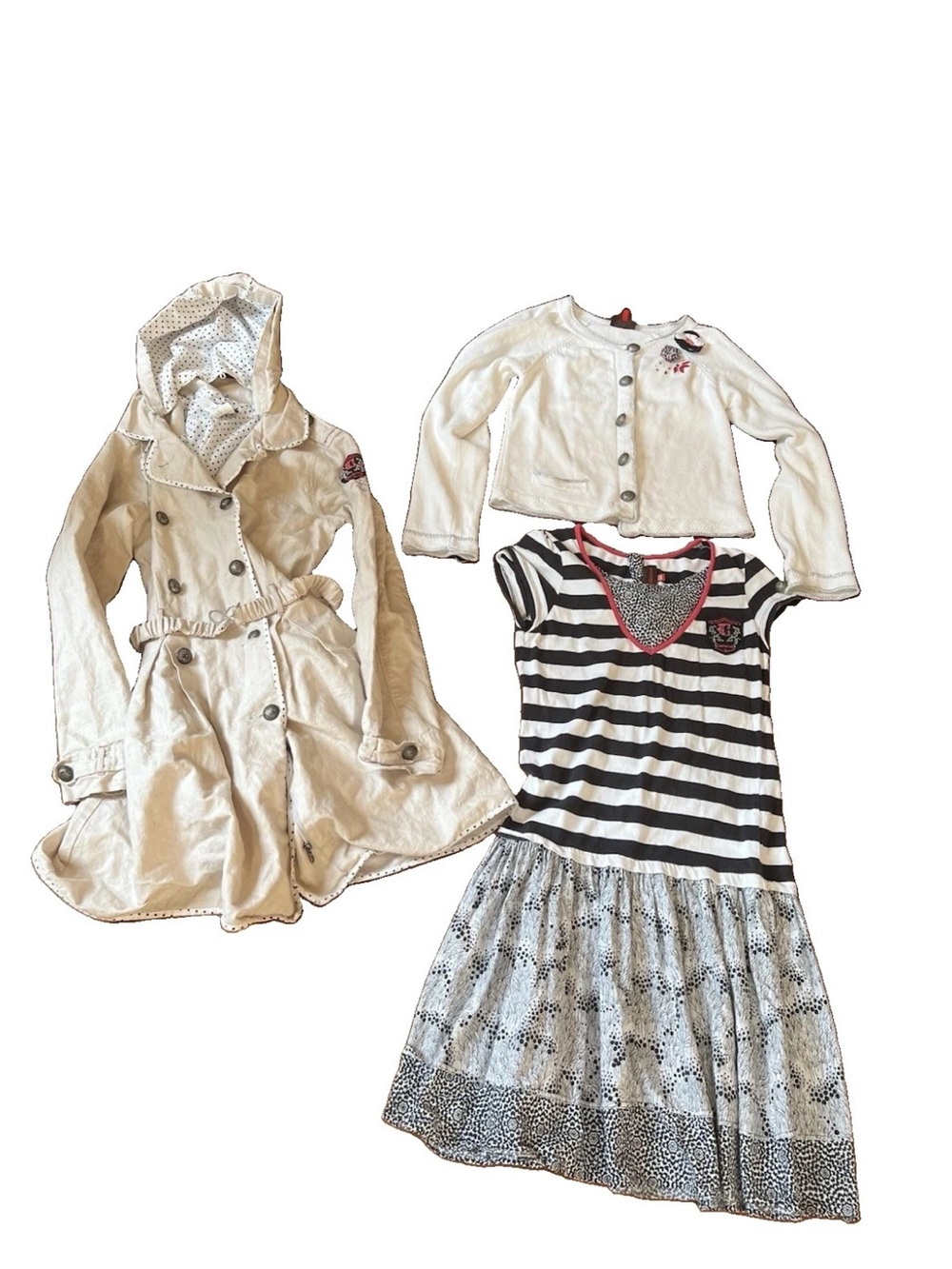 Catimini Girls Trench Coat Dress Set Vintage outfit y2k teen 16 XL Junior Preppy